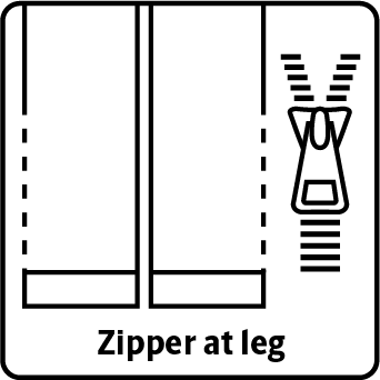 Zipper in leg